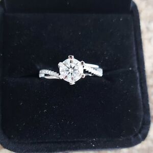 1 Carat Wave Moissanite 925 Silver Engagement Ring